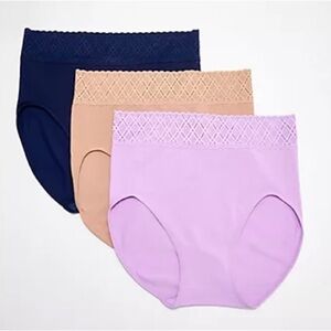 Breezies Comfort Breeze Lace Edge Hi-Cut Panty Set of 3